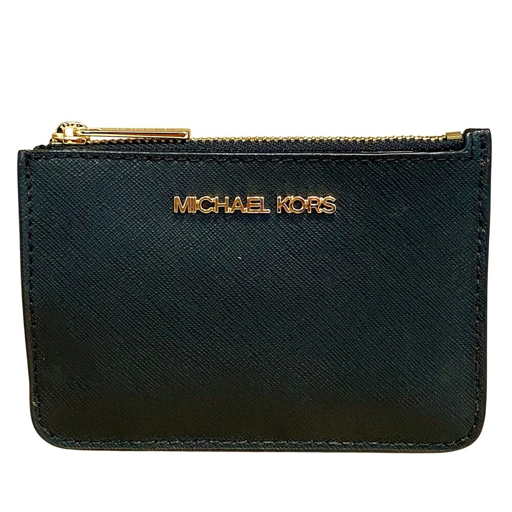 NEW Michael Kors Jet Set Travel Black Zip Card Coin Purse Pouch Wallet OS